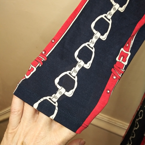 Juicy Couture 2012 English Snaffle Red & Navy Equestrian Print Silk Sheath Dress - Picture 5 of 11